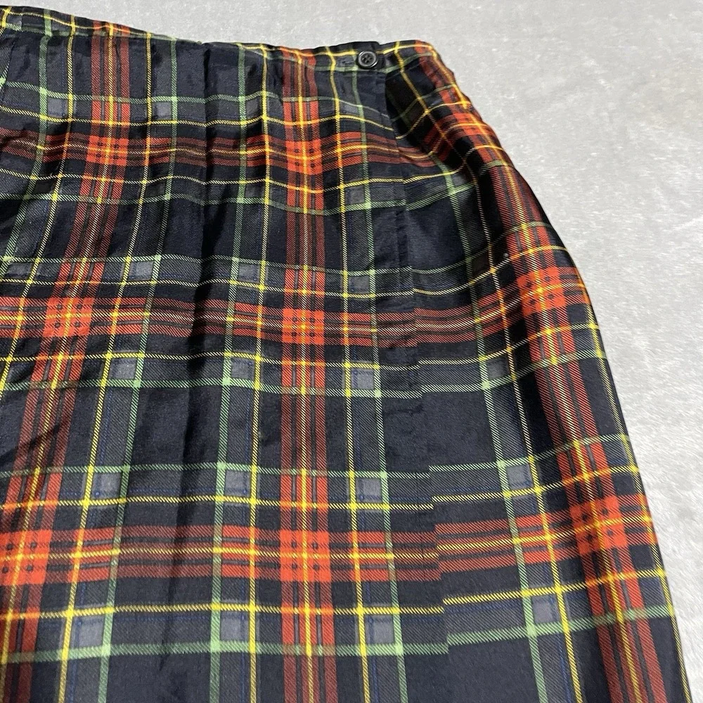 Vintage Talbots Silk Wrap Mini Skirt Womens 12‎ Plaid Preppy Old Money